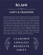 Klani custom name art showing meaning and origin in navy blue