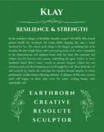 Klay personalized name art with origin story in dark green