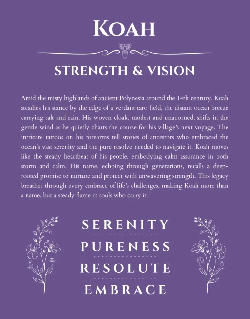 Koah personalized name meaning print in purple