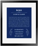 Kodi name meaning wall art by Get Your Story in deep blue with black matte frame
