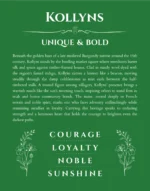 Kollyns personalized name meaning print in dark green