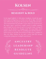 Kolsen personalized name print with origin and traits in pink