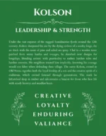 Kolson name meaning wall art by Get Your Story in dark green