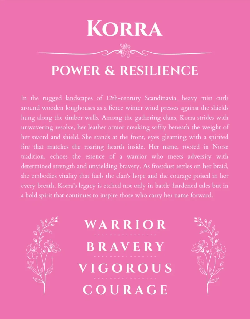 Korra custom name meaning print in pink