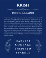 Krish personalized name art with origin story in deep blue