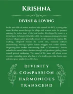 Krishna personalized name print with origin and traits in dark green