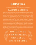 Kristina name meaning wall art by Get Your Story in orange