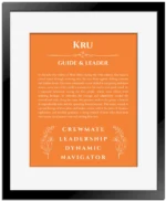 Kru name meaning gift print in orange with black matte frame