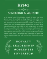 Kyng custom name meaning print in dark green