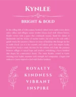 Kynlee custom name meaning print in pink