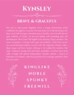 Kynsley name meaning wall art by Get Your Story in pink