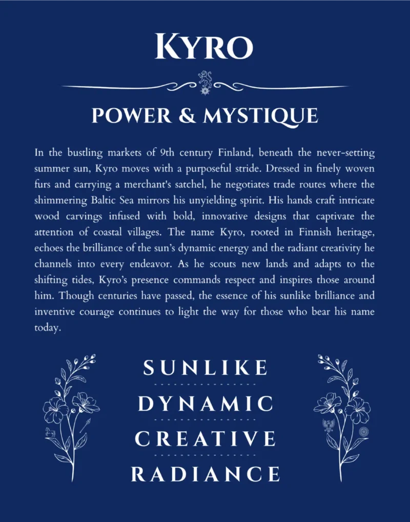 Kyro name meaning wall art by Get Your Story in deep blue