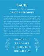 Lacie name meaning gift print in blue