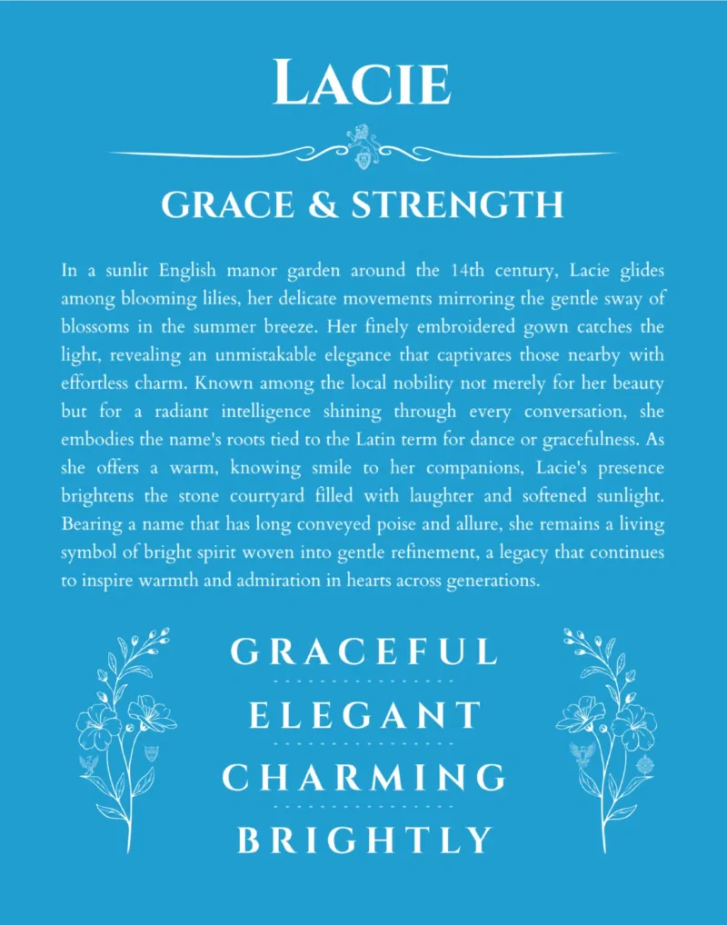 Lacie name meaning gift print in blue