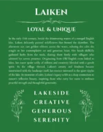 Laiken custom name print for wall display in dark green