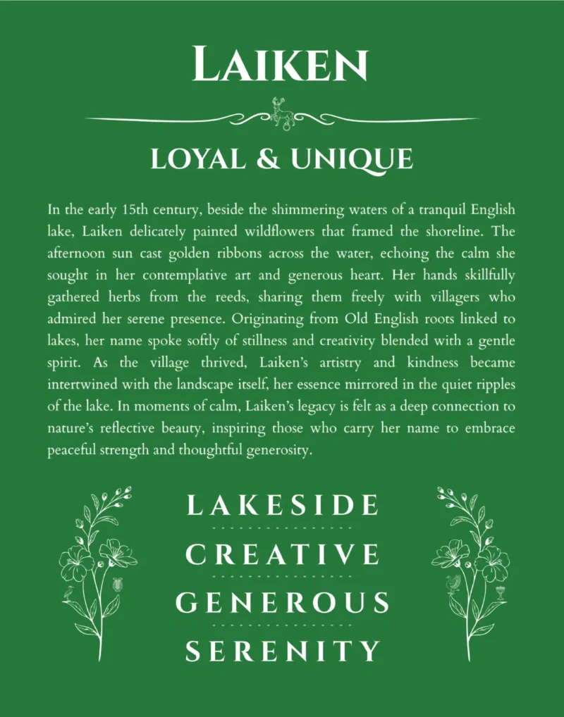 Laiken custom name print for wall display in dark green