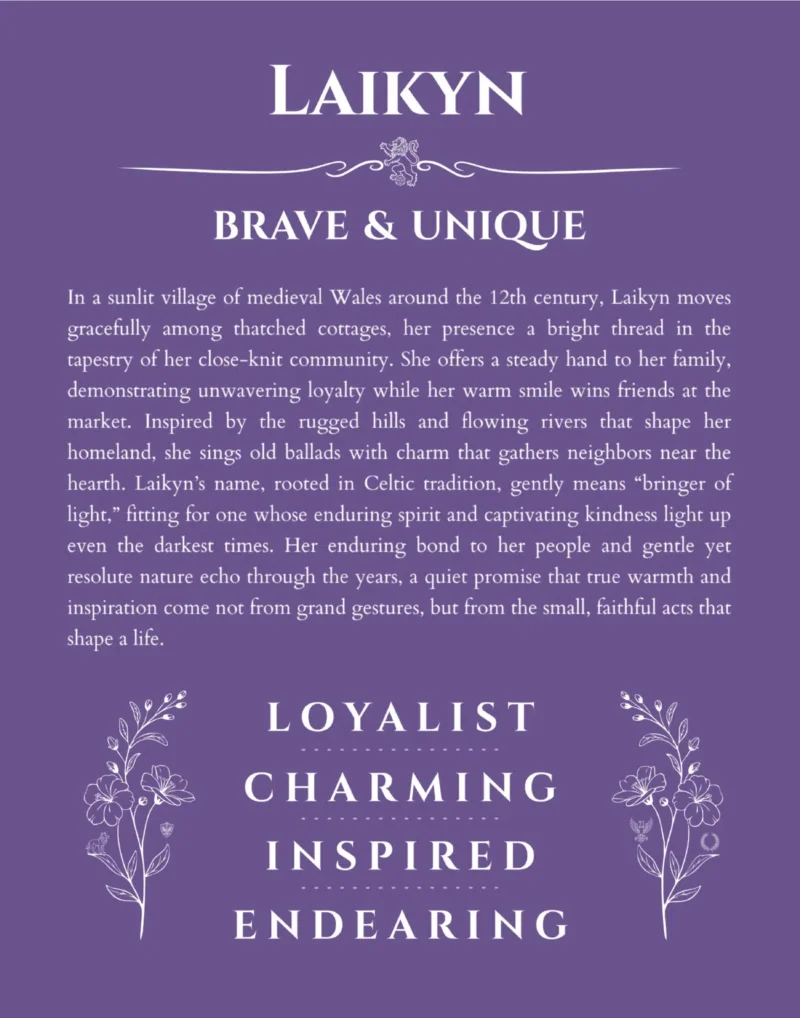 Laikyn name meaning gift print in purple