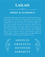 Lailah name origin print with meaning and traits in blue