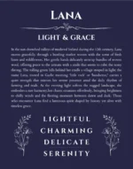 Lana personalized name print with origin and traits in navy blue