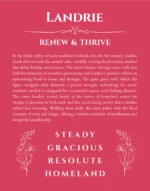 Landrie name origin print with meaning and traits in red