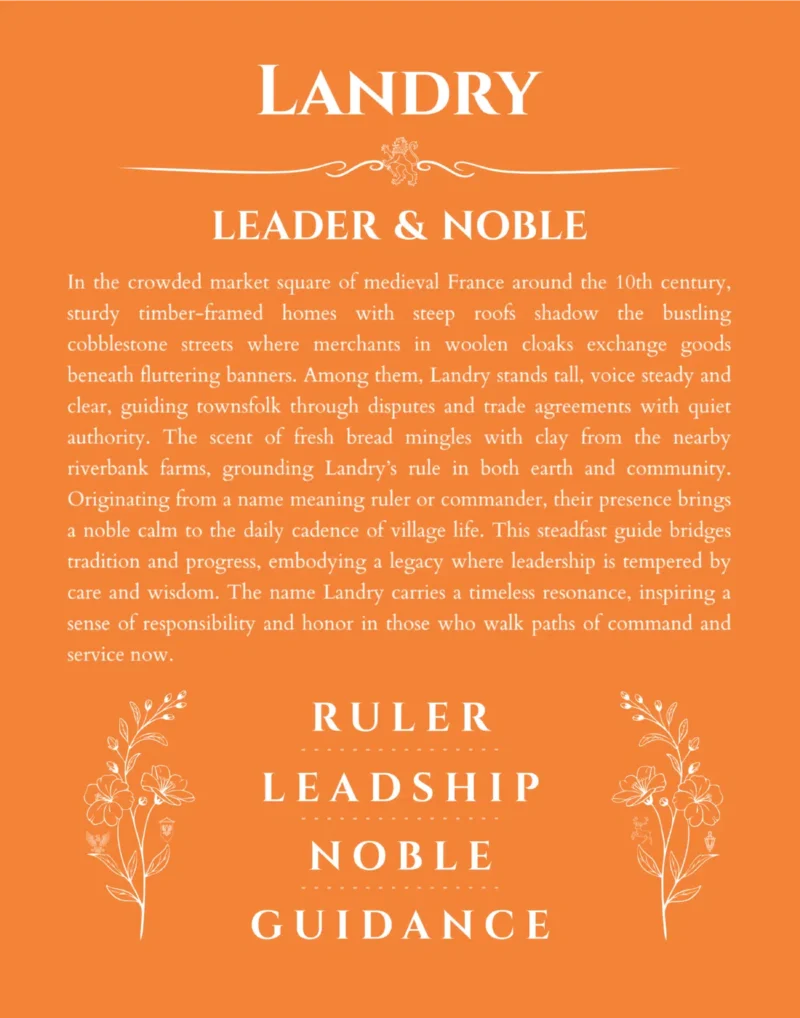 Landry name meaning gift print in orange