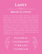 Laney personalized wall art with the story of your name in pink