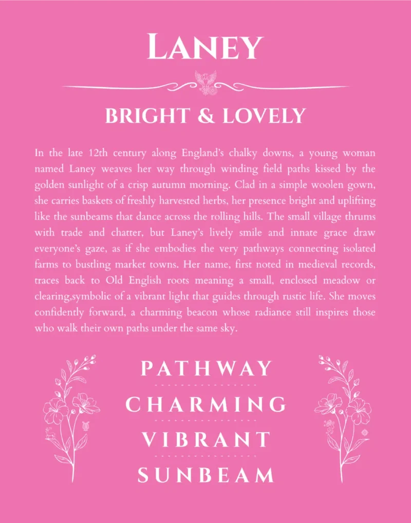 Laney personalized wall art with the story of your name in pink