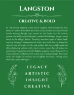 Langston personalized name meaning print in dark green