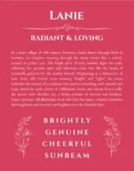 Lanie name meaning gift print in red