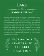 Lars name meaning wall art by Get Your Story in dark green