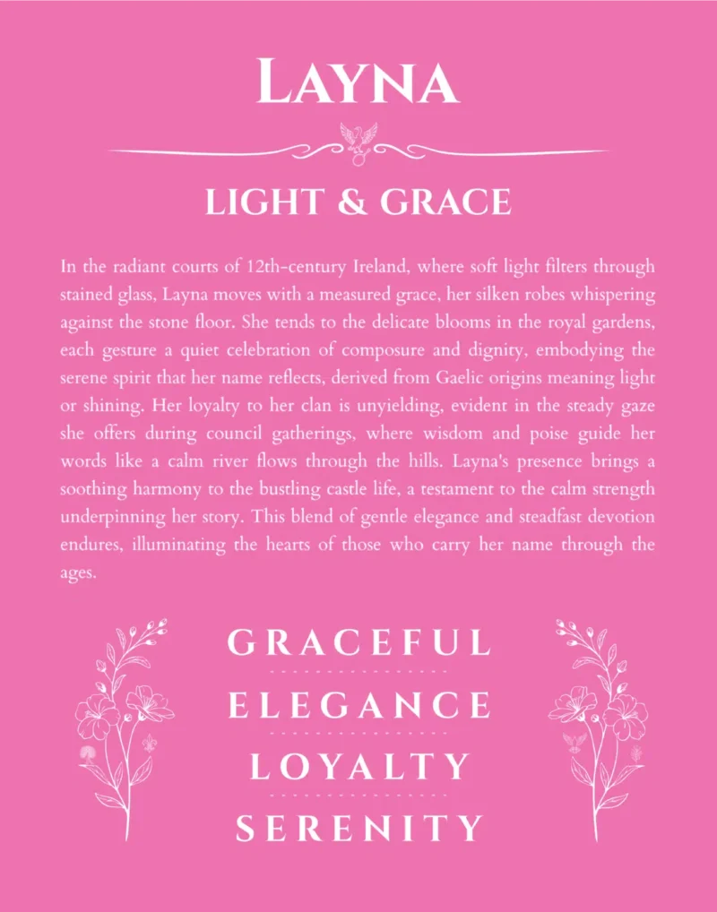 Layna personalized name meaning print in pink