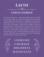 Layth personalized name art with origin story in purple