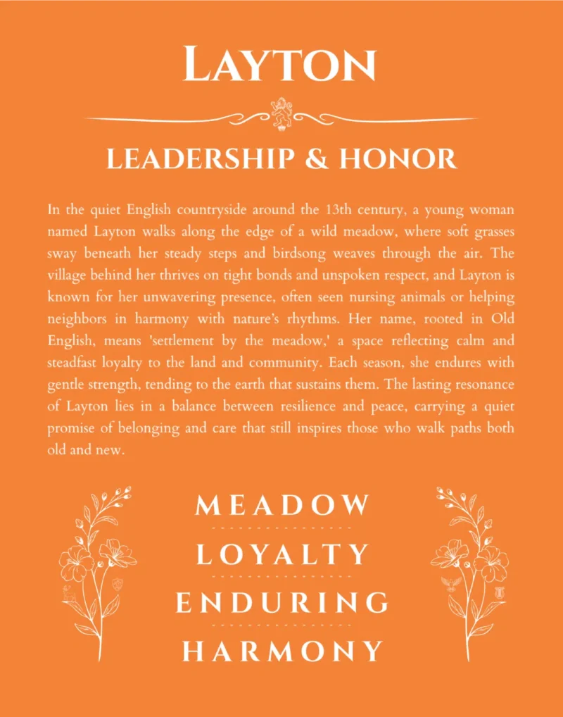 Layton custom name art showing meaning and origin in orange