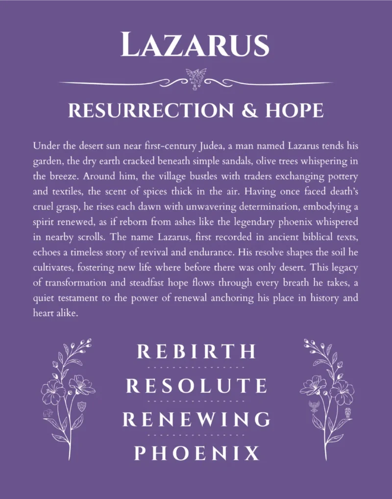 Lazarus personalized name meaning print in purple