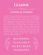 Leanne personalized name print with origin and traits in pink