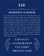 Lee personalized name art with origin story in deep blue
