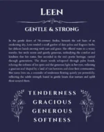 Leen custom name art showing meaning and origin in navy blue
