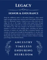 Legacy personalized name print with origin and traits in deep blue