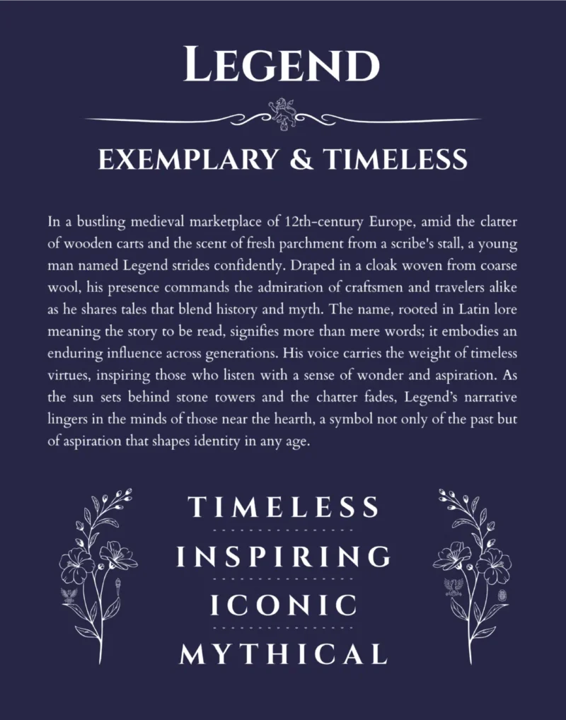 Legend personalized name meaning print in navy blue