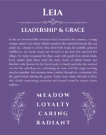 Leia personalized name print with origin and traits in purple