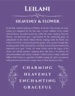Leilani personalized wall art with the story of your name in purple