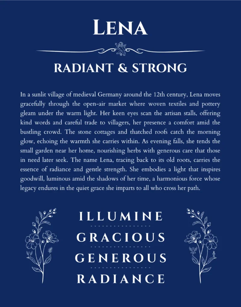 Lena custom name meaning print in deep blue