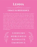 Lenna personalized name art with origin story in pink
