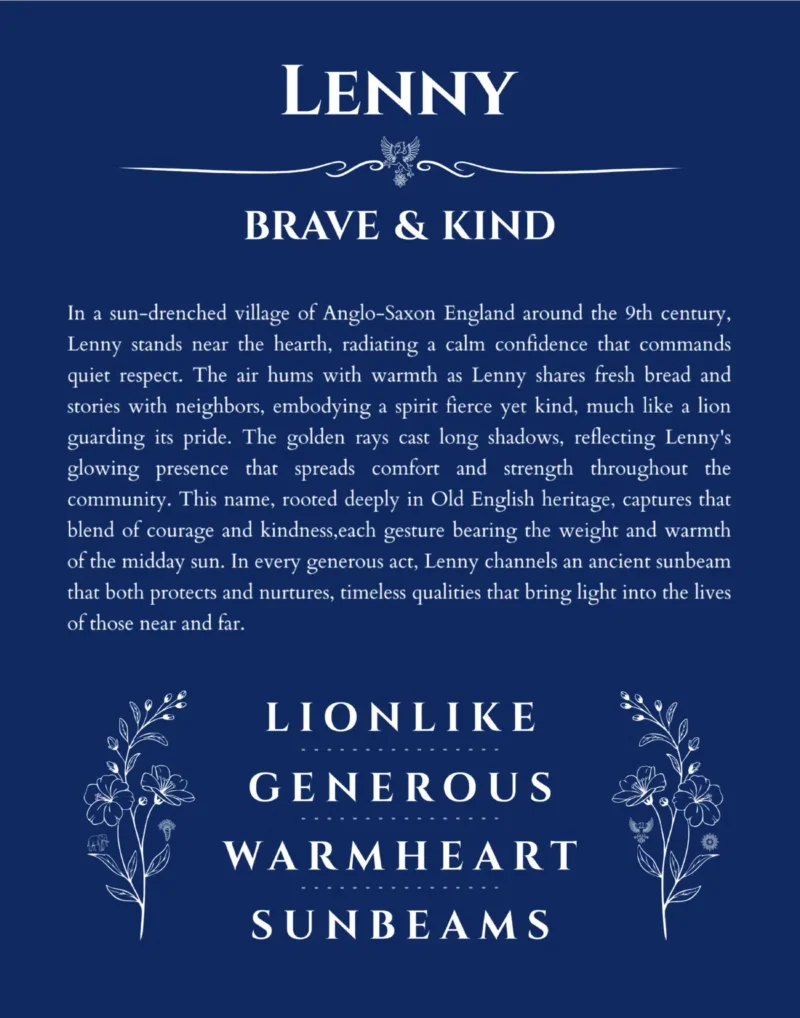 Lenny custom name meaning print in deep blue