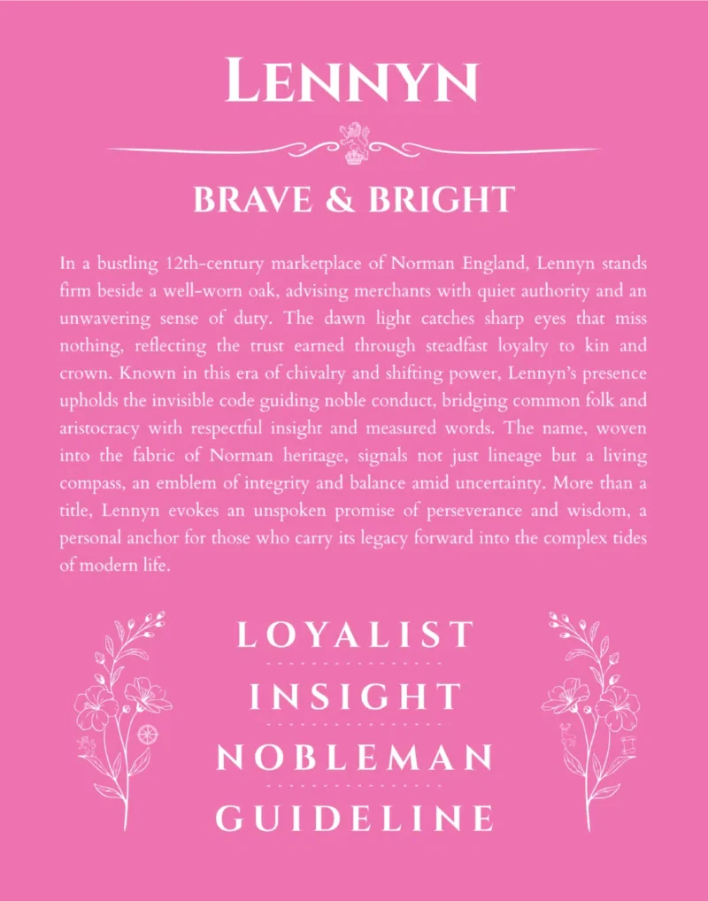 Lennyn custom name print for wall display in pink