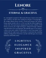 Lenore personalized name art with origin story in deep blue