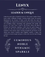 Lenyx name origin print with meaning and traits in navy blue