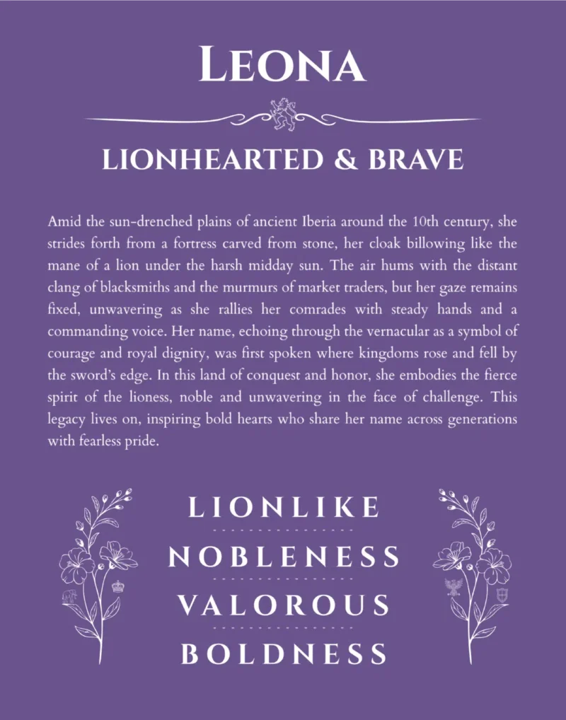 Leona custom name meaning print in purple