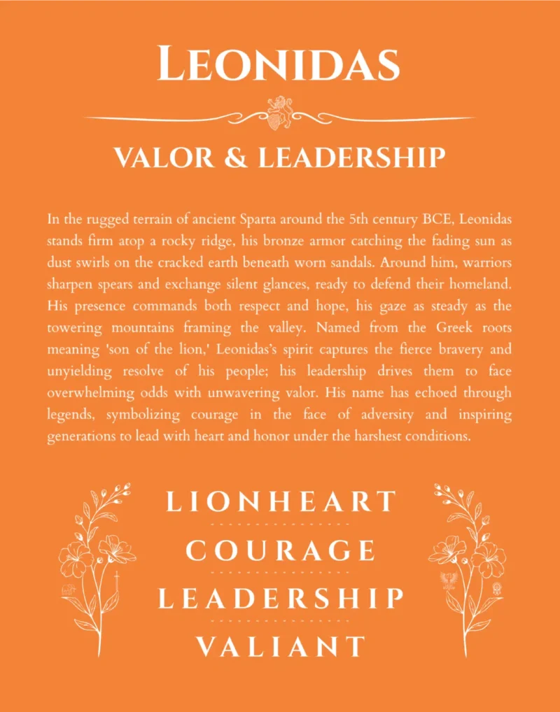 Leonidas name meaning gift print in orange