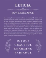 Leticia personalized wall art with the story of your name in purple